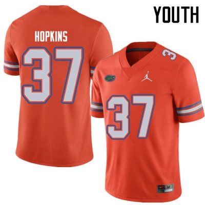 Youth Florida Gators #37 Tyriek Hopkins NCAA Jordan Brand Orange Authentic Stitched College Football Jersey WRM8462LS